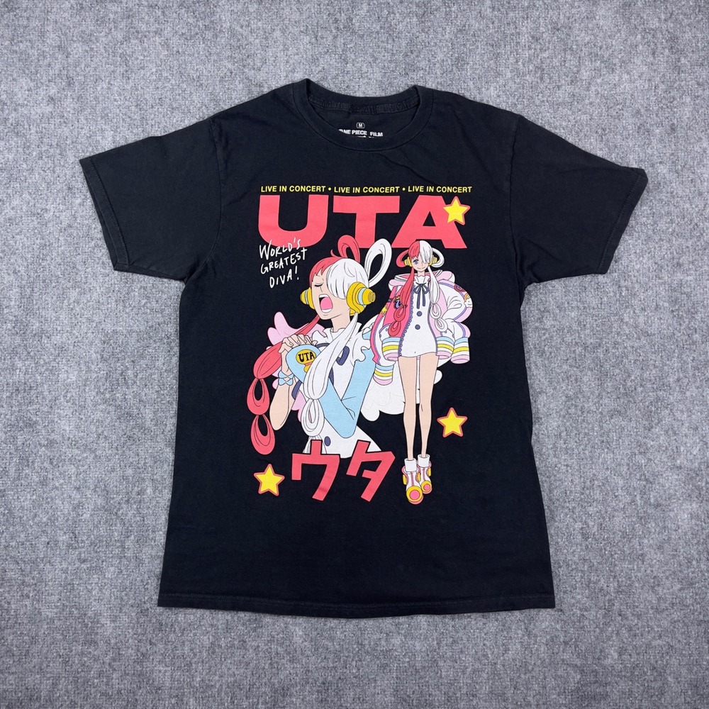 Ripple Junction One Piece Film Red T-Shirt Unisex Medium Black Uta Graphic Tee